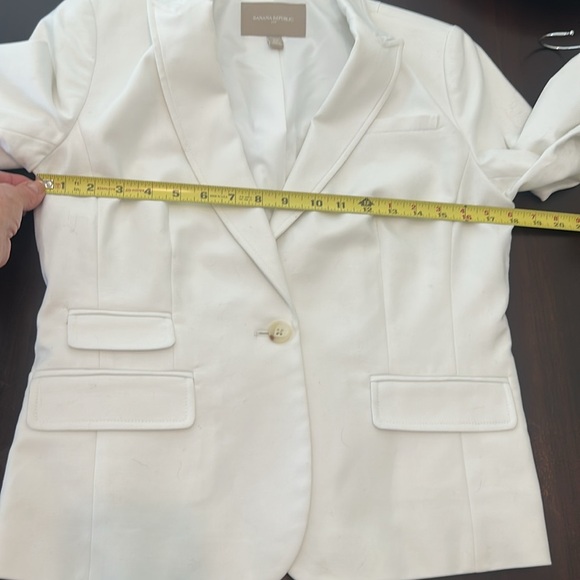 Banana Republic White Cotton Blend Blazer Size 10P - Picture 9 of 17